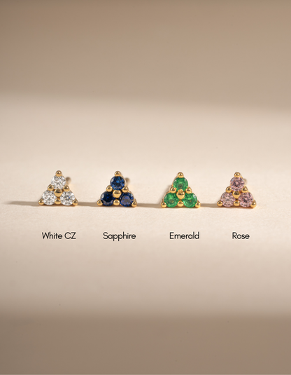 Tiny CZ 3 Stone Studs