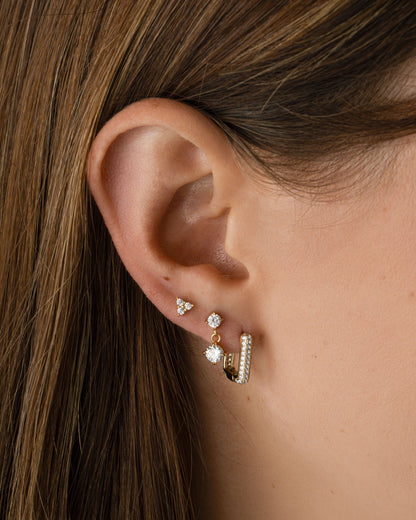 Tiny CZ 3 Stone Studs
