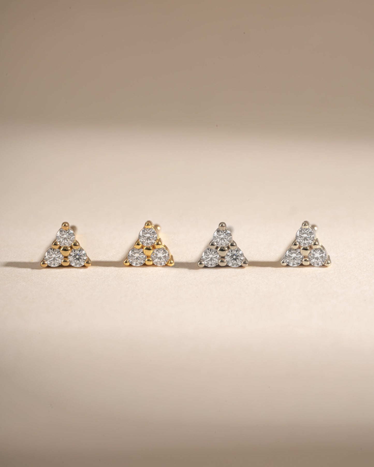 Tiny CZ 3 Stone Studs