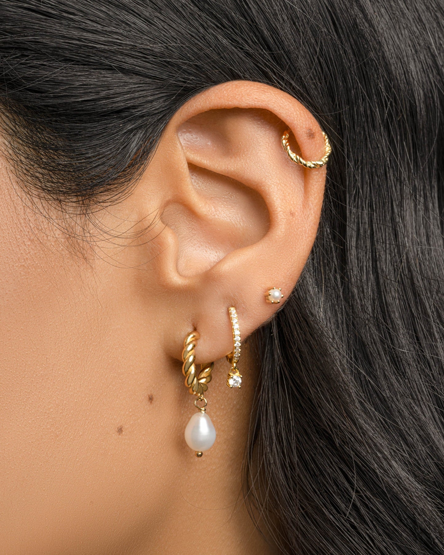Spiral Pearl Drop Earrings