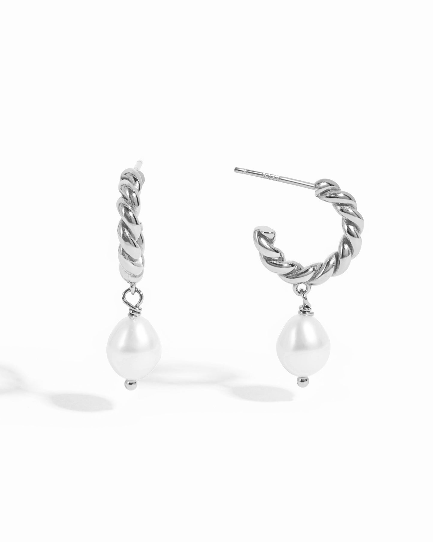 Spiral Pearl Drop Earrings