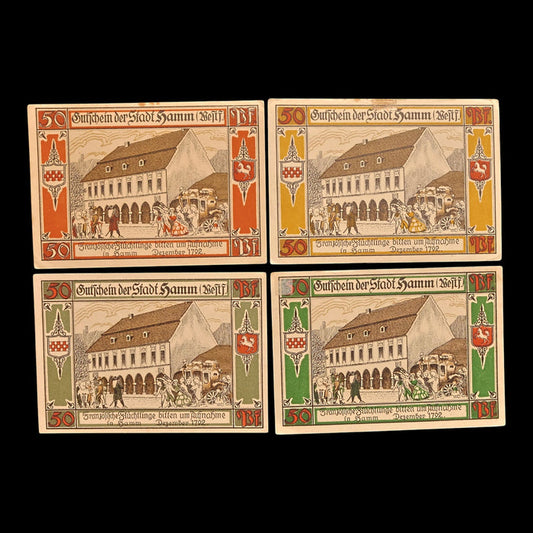 Weimar Germany, City of Hamm, Lot of Four Notgeld Notes - 1921 CE - Weimar Republic