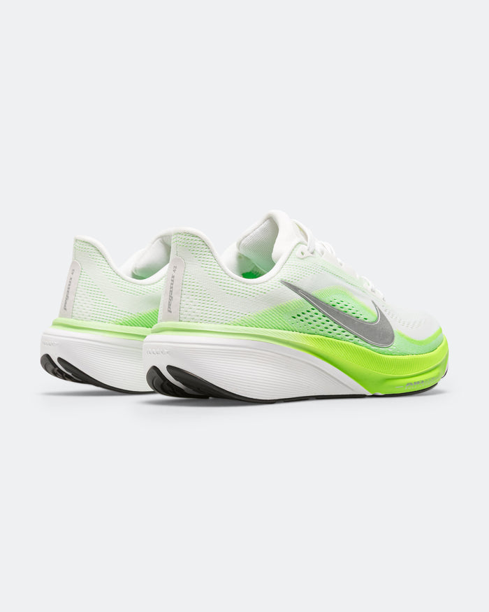Womens Air Zoom Pegasus 42 - White/Metallic Silver-Green Strike