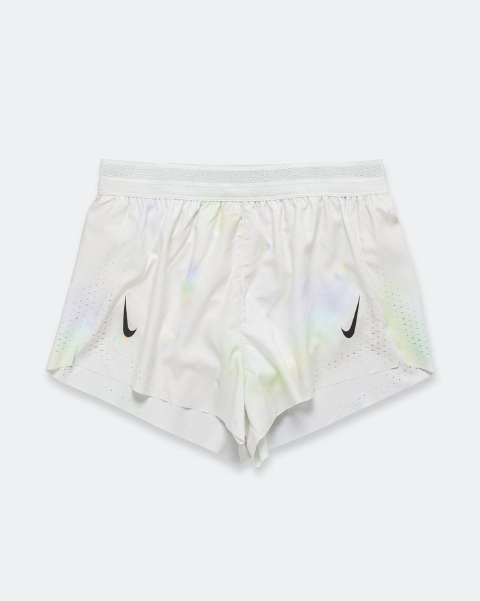 Womens Dri-FIT ADV AeroSwift Mid Rise 3in Short - Off White/White-Black