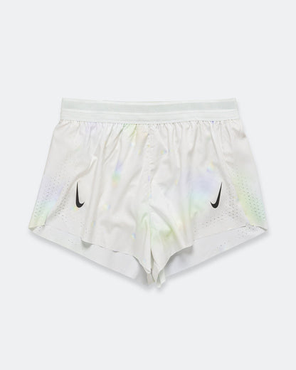 Womens Dri-FIT ADV AeroSwift Mid Rise 3in Short - Off White/White-Black