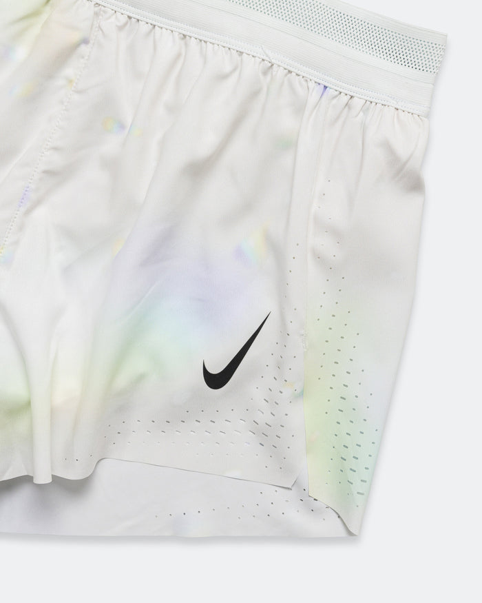 Womens Dri-FIT ADV AeroSwift Mid Rise 3in Short - Off White/White-Black