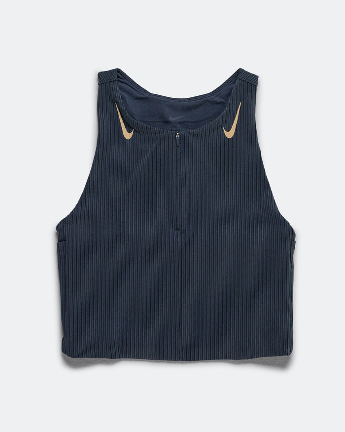 Womens Dri-FIT ADV Cropped Running Tank Top - Thunder Blue/Linen