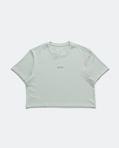 Womens Micromesh Cropped Run Tee - Mist