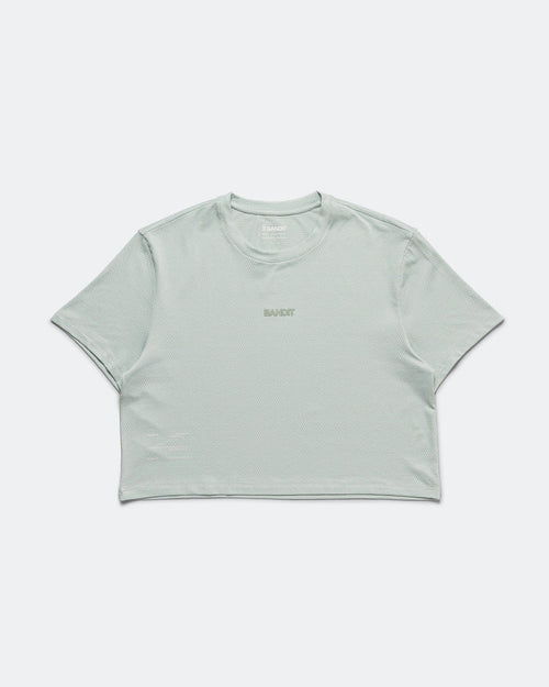 Womens Micromesh Cropped Run Tee - Mist