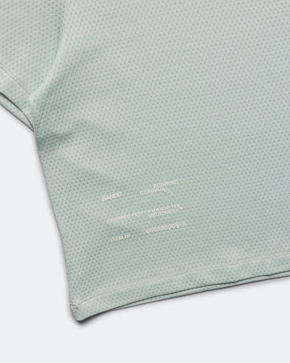 Womens Micromesh Cropped Run Tee - Mist
