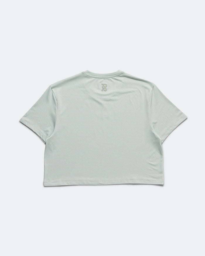 Womens Micromesh Cropped Run Tee - Mist