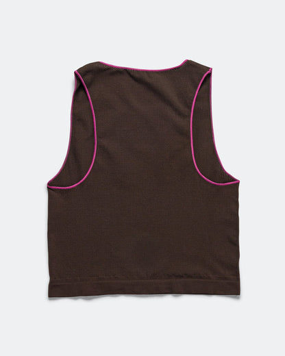 Womens StretchKnit Pop Stitch Run Tank - Espresso