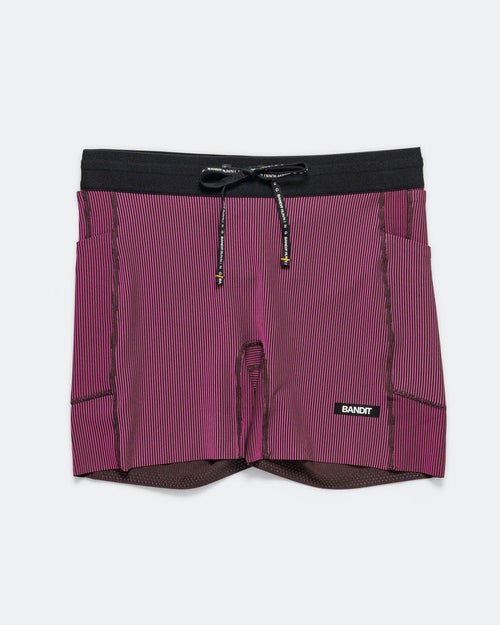 Womens Striped Cadence 5in Compression Shorts - Espresso/Azalea