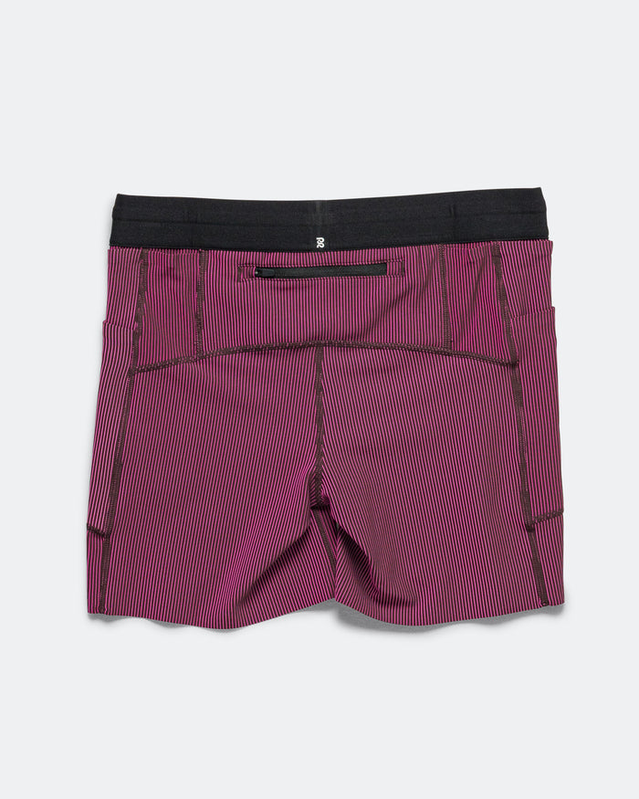 Womens Striped Cadence 5in Compression Shorts - Espresso/Azalea