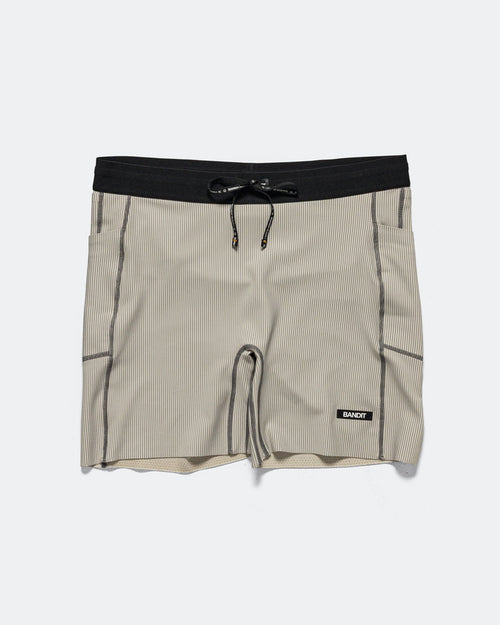 Womens Striped Cadence 5in Compression Shorts - Plaster/Slate