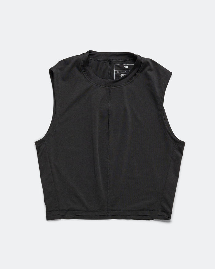 Womens Y-3 Running Cropped Tank Top - Black
