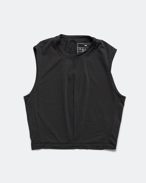 Womens Y-3 Running Cropped Tank Top - Black