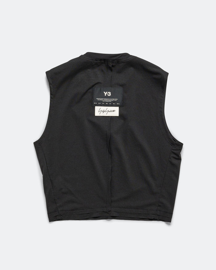 Womens Y-3 Running Cropped Tank Top - Black